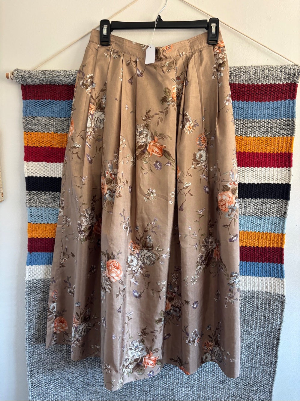 Vintage Floral Maxi Skirt in Taupe Floral Print